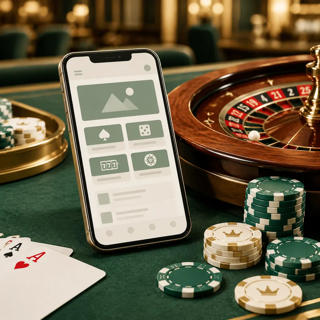 Ponsel dan roda roulette di meja kasino